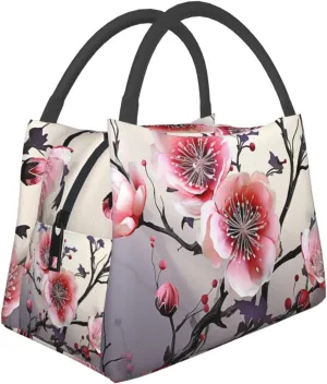 Insulated Lunch Bag for Women Men Floral Temperate Zone Plant Lunch Box for Adult Reusable Lunch Tote Bag for Work Picnic Travel