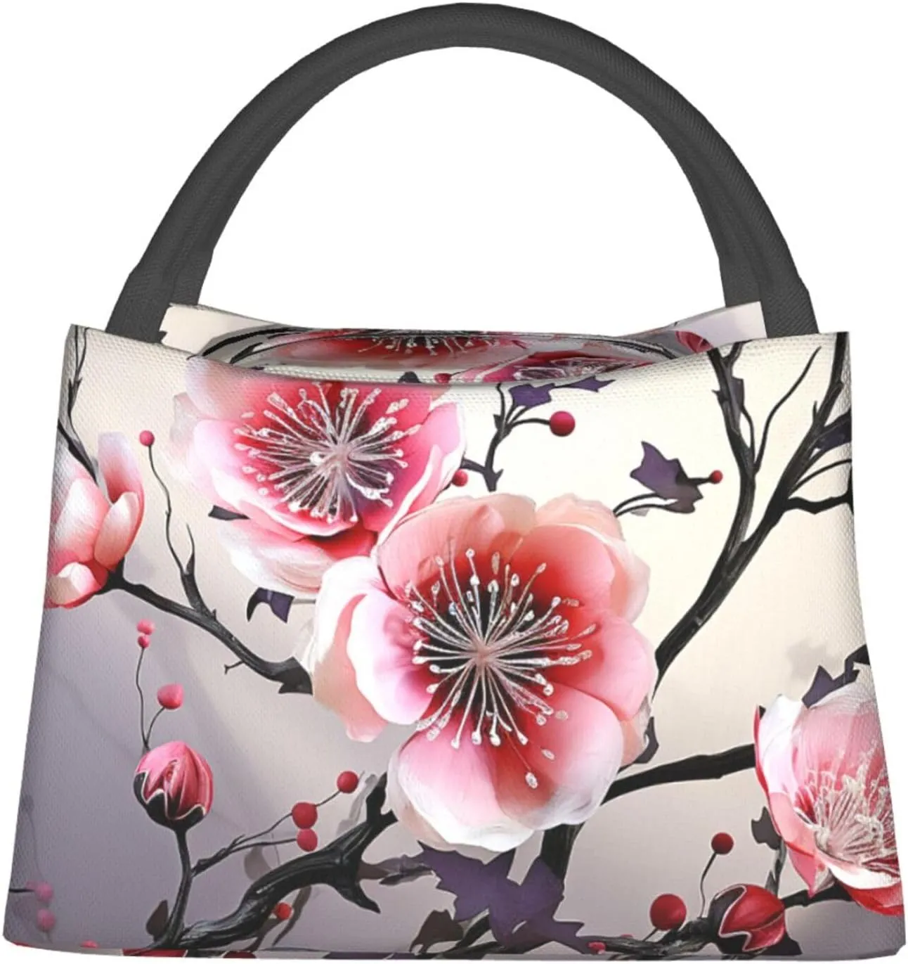 Insulated Lunch Bag for Women Men Floral Temperate Zone Plant Lunch Box for Adult Reusable Lunch Tote Bag for Work Picnic Travel