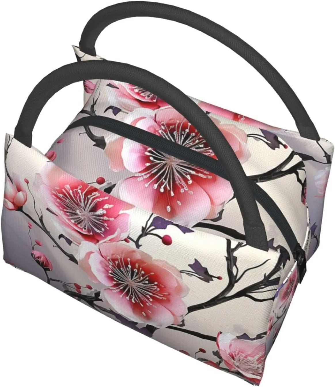 Insulated Lunch Bag for Women Men Floral Temperate Zone Plant Lunch Box for Adult Reusable Lunch Tote Bag for Work Picnic Travel