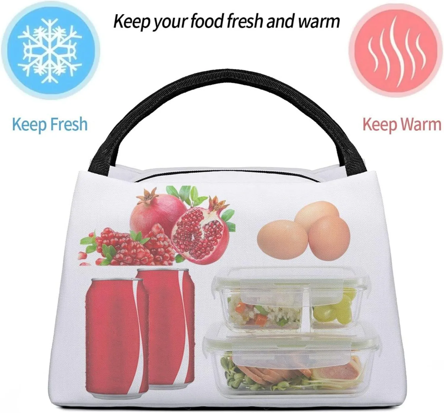 Insulated Lunch Bag for Women Men Floral Temperate Zone Plant Lunch Box for Adult Reusable Lunch Tote Bag for Work Picnic Travel