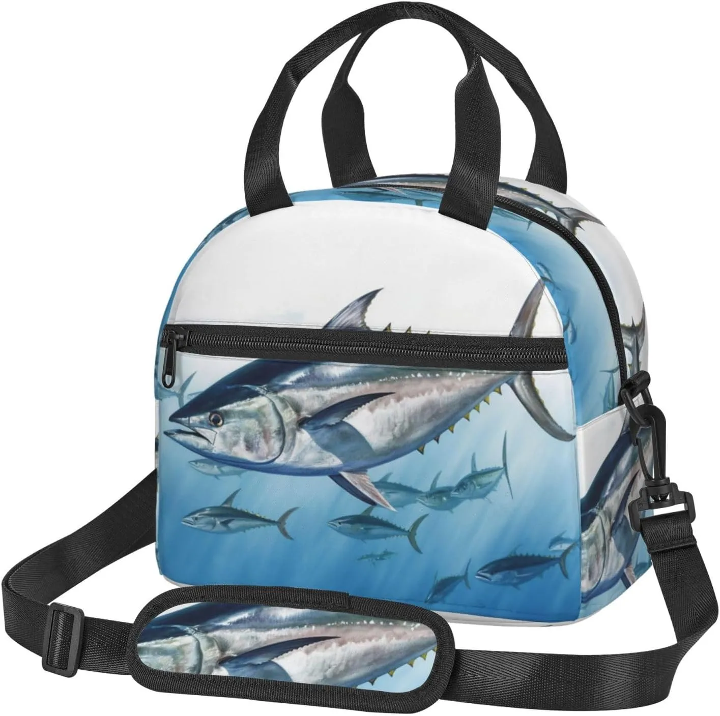 Insulated Lunch Bag for women Men Lunch Box Bluefin Tuna Thunnus Reusable Leakproof Lunch Cooler Bag for Picnic Work