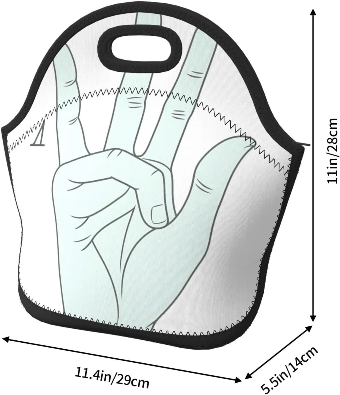 Insulated Lunch Bag Lunch Box for Women Man Sign Language Alphabet Lunchbox Portable Lunch Tote Bag for Work Picnic
