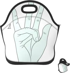 Insulated Lunch Bag Lunch Box for Women Man Sign Language Alphabet Lunchbox Portable Lunch Tote Bag for Work Picnic