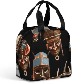 Insulated Lunch Bag Portable Reusable Lunch Box for Women Men African Ritual Ethnic Tribal Lunch Tote Large Capacity Meal Bag Leakproof Cooler Bag for Picnic Office Work