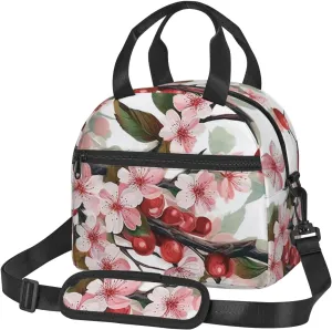Insulated Lunch Bag Realistic Cherry Florals Lunch Box for Women Men Reusable Leakproof Lunch Cooler Tote Bag for Picnic Work