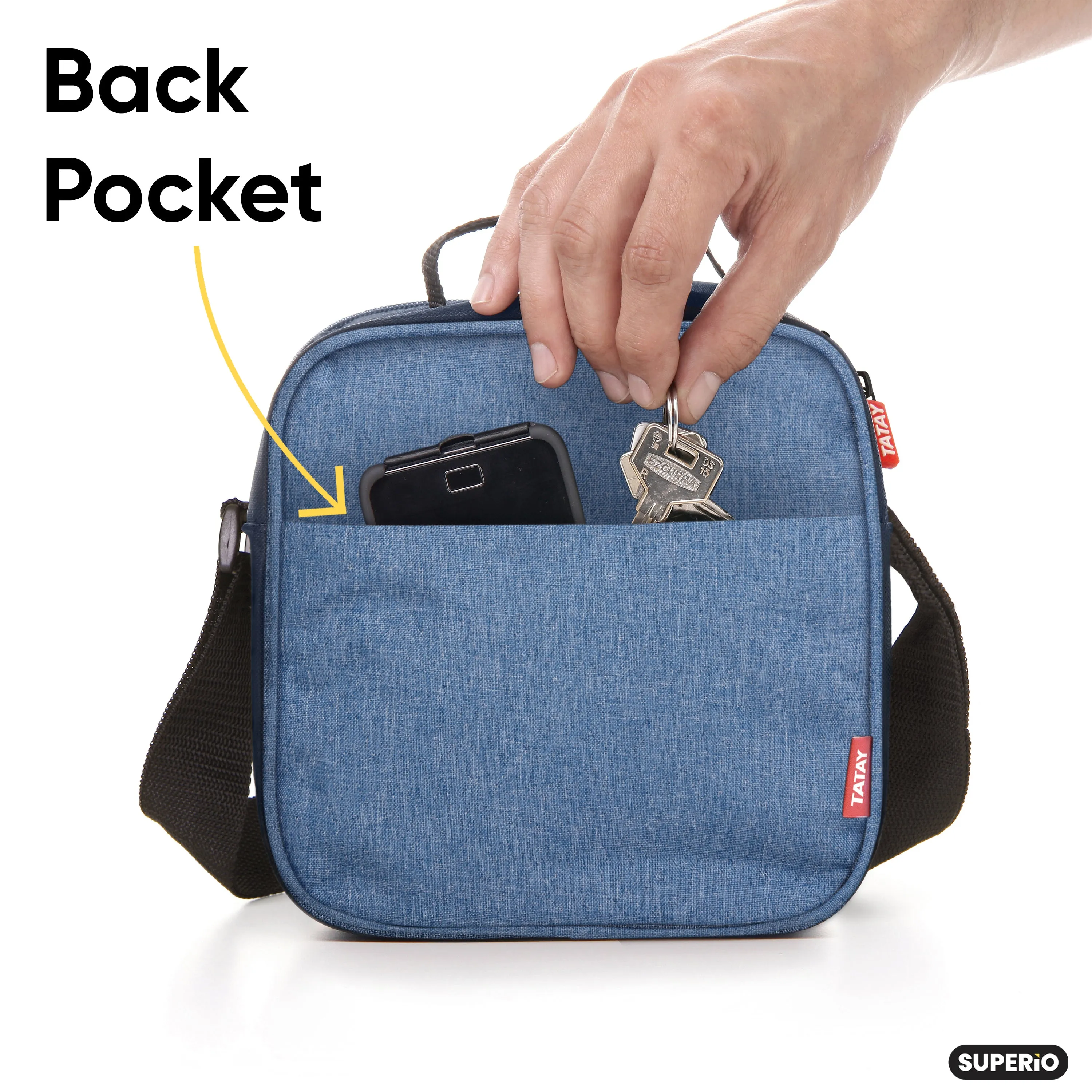 Insulated Lunch Bag with Food  Containers, Denim
