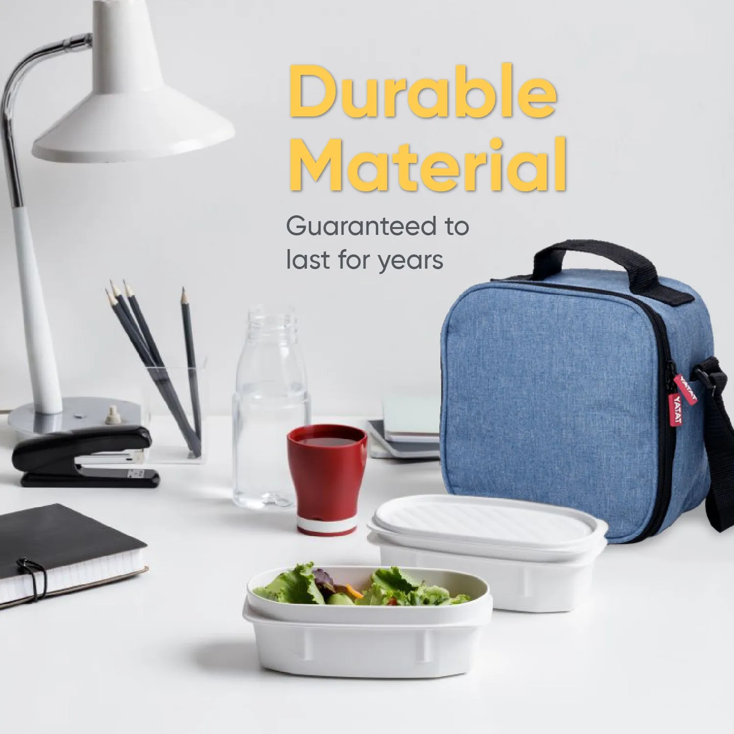 Insulated Lunch Bag with Food  Containers, Denim