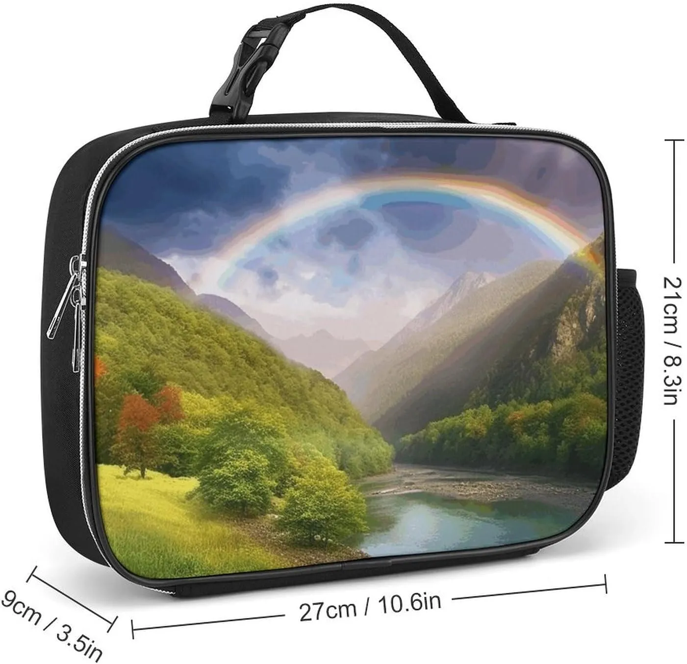 Insulated Lunch Bags for Women Mountain Valley with Rainbow Reusable Lunch Boxes Waterproof Shoulder Bag Lunch Cooler Bag for Work