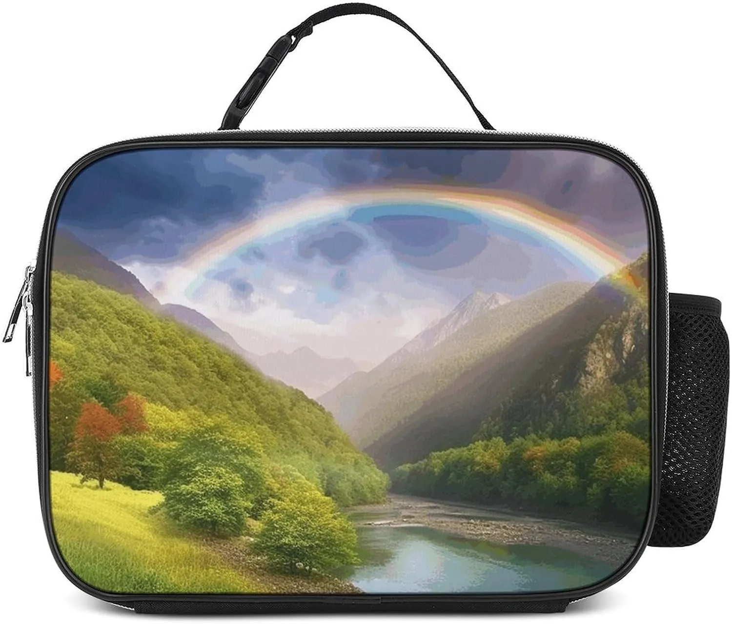 Insulated Lunch Bags for Women Mountain Valley with Rainbow Reusable Lunch Boxes Waterproof Shoulder Bag Lunch Cooler Bag for Work