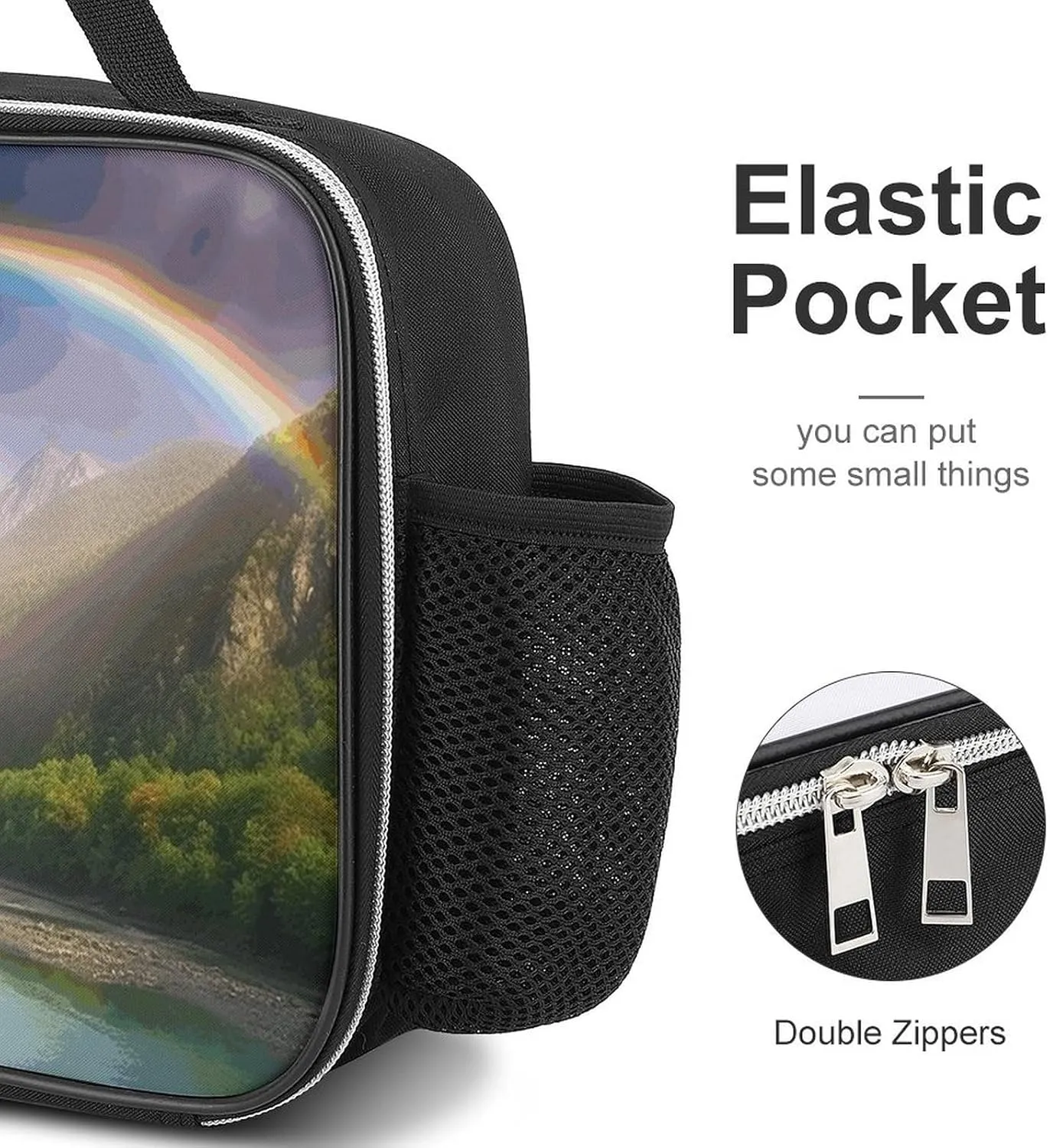 Insulated Lunch Bags for Women Mountain Valley with Rainbow Reusable Lunch Boxes Waterproof Shoulder Bag Lunch Cooler Bag for Work