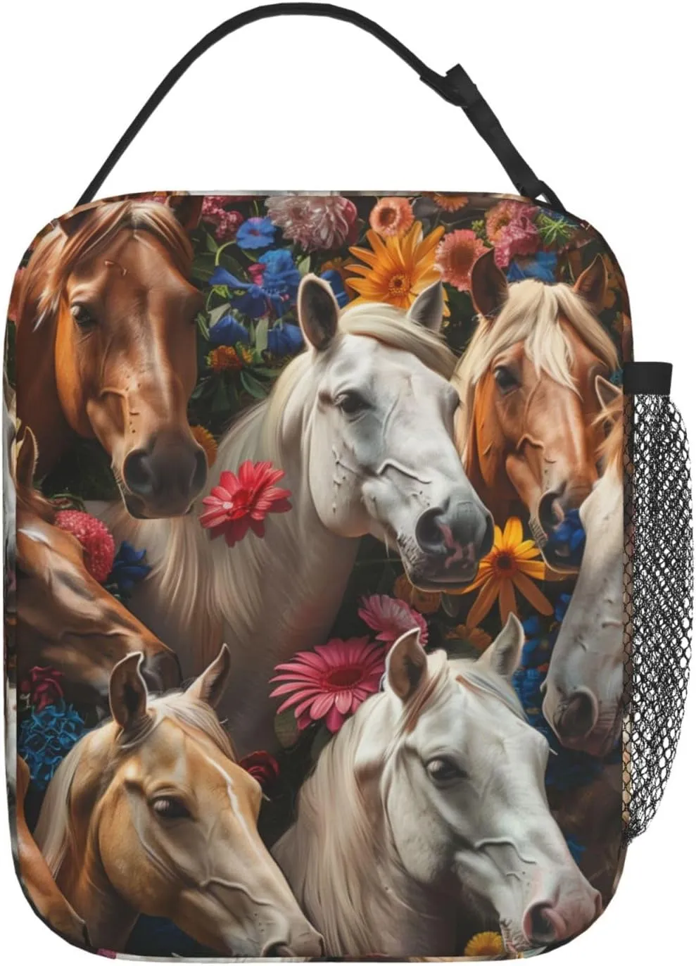 Insulated Lunch Box for Girls, Boys & Women - Polyester Horse Lunch Bag for Work, Picnic, School, Travel, Hiking, Beach or Fishing