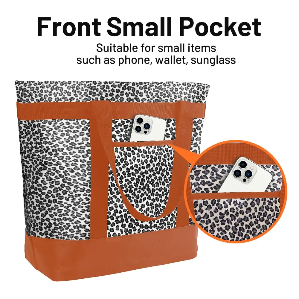 Insulated Reusable Tote Bag for Grocery Shopping for Women/Men, Pizza/Food Delivery Bag to Keep Food Cold/Hot for Uber Eats/Doordash/Grubub, Cooler bags for Travel/Beach/Picnic, Cow Print