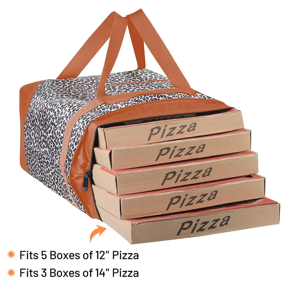 Insulated Reusable Tote Bag for Grocery Shopping for Women/Men, Pizza/Food Delivery Bag to Keep Food Cold/Hot for Uber Eats/Doordash/Grubub, Cooler bags for Travel/Beach/Picnic, Cow Print
