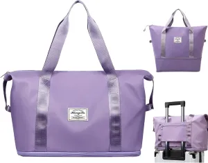 INVODA Travel Duffel Bag For Women and Men Waterproof Expandable Weekender Overnight Carry On Tote Bag Dry Wet Separation Swim Sports Travel Gym Bag (Purple)