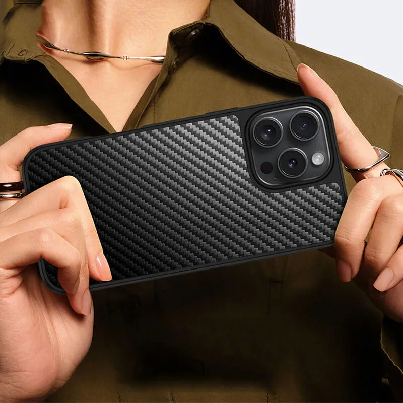 iPhone 16 Plus Scott Series Carbon Fiber Texture Shockproof Phone Case