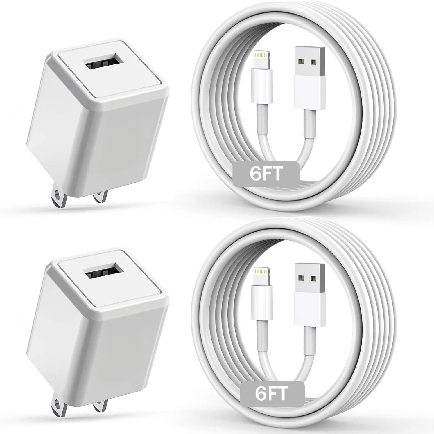 iPhone Charger,Long 6FT iPhone Charger 2Pack iPhone Cord 6feet USB to Lightning Cable Quick Fast Charging Data Sync Cord USB Wall Charger Block Adapter for iPhone 14/13/12/11/XS/XR/X/8/7/5/SE2022/iPad