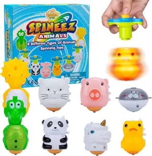 IPIDIPI TOYS Light Up Spinning Tops for Kids - Animal Light Up Spinner - Gift Bag Toys for Kids Party Favors, Stocking Stuffers, School Prize Box, Birthday Goodie Bag Fillers - Pack of 8