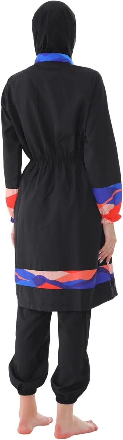Islamic Long Sleeve Swimsuits for Women Modest Muslim 4 PCS | Full Cover Rash Guard Burkini | Arabic Swimwear