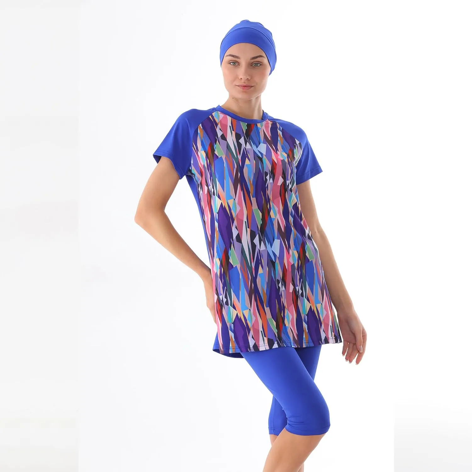 Islamic Short Sleeve Swimsuits for Women Modest Muslim 4 PCS | Full Cover Rash Guard Burkini | Arabic Swimwear