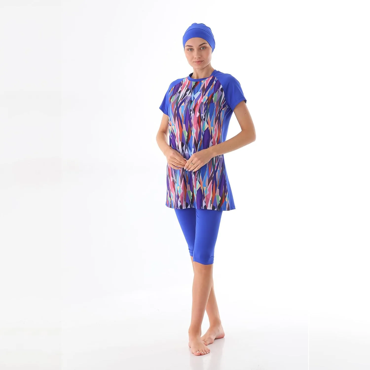 Islamic Short Sleeve Swimsuits for Women Modest Muslim 4 PCS | Full Cover Rash Guard Burkini | Arabic Swimwear