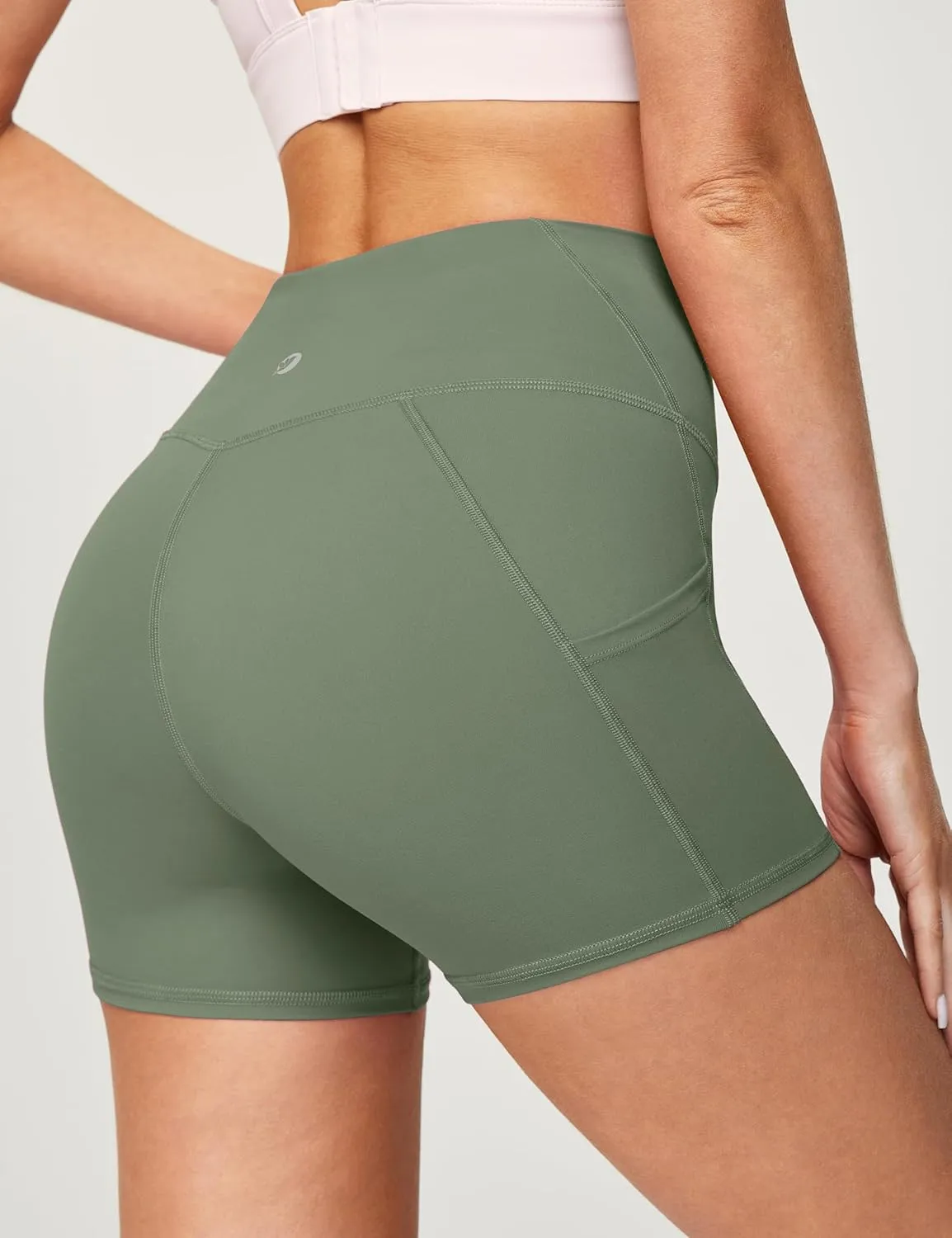 IUGA Biker Shorts Women with Pockets No Front Seam 4" Yoga Spandex Shorts Women Workout Running High Waisted Tummy Control