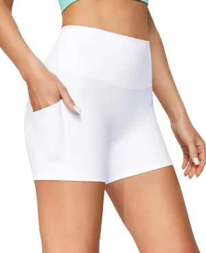 IUGA Biker Shorts Women with Pockets No Front Seam 4" Yoga Spandex Shorts Women Workout Running High Waisted Tummy Control