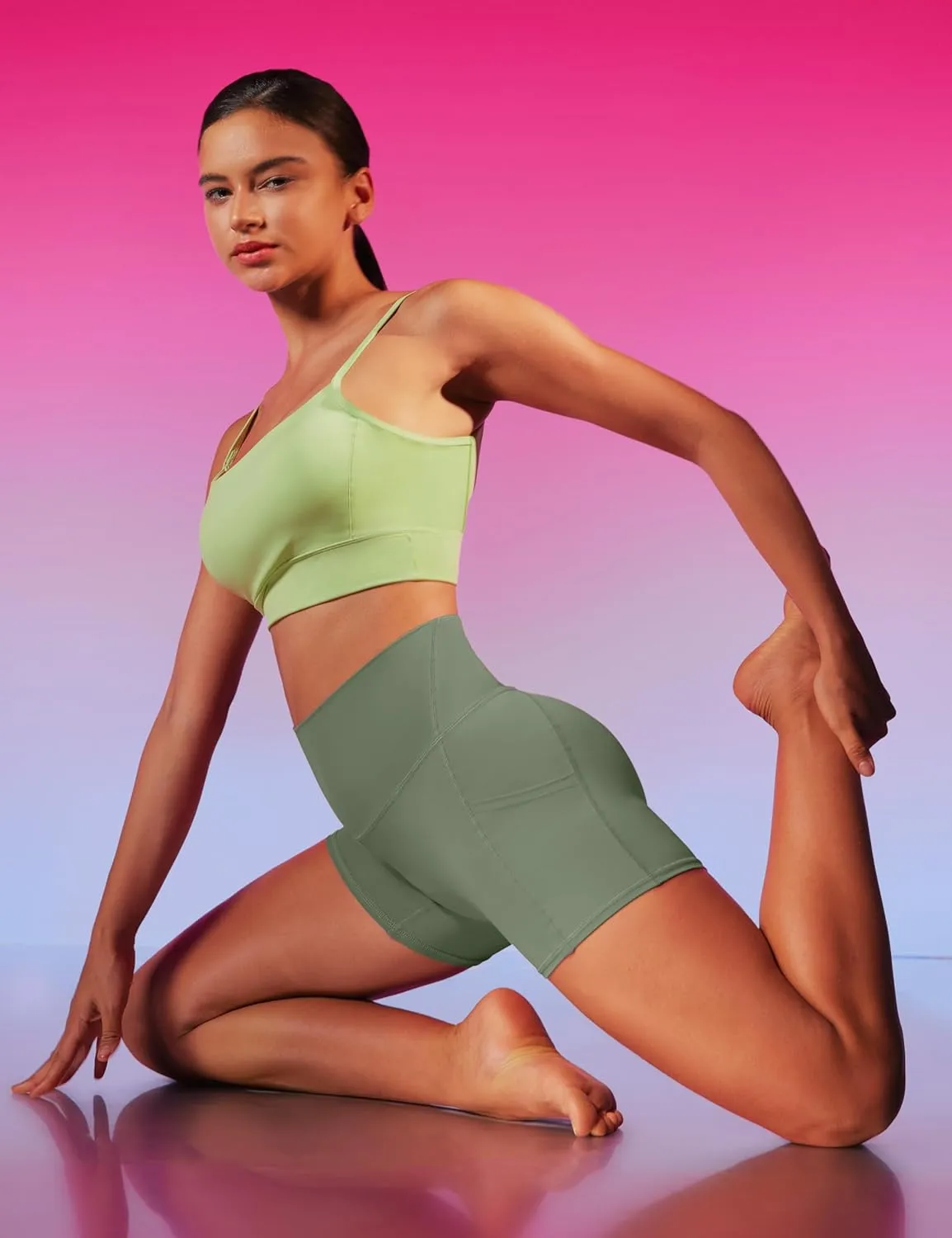 IUGA Biker Shorts Women with Pockets No Front Seam 4" Yoga Spandex Shorts Women Workout Running High Waisted Tummy Control
