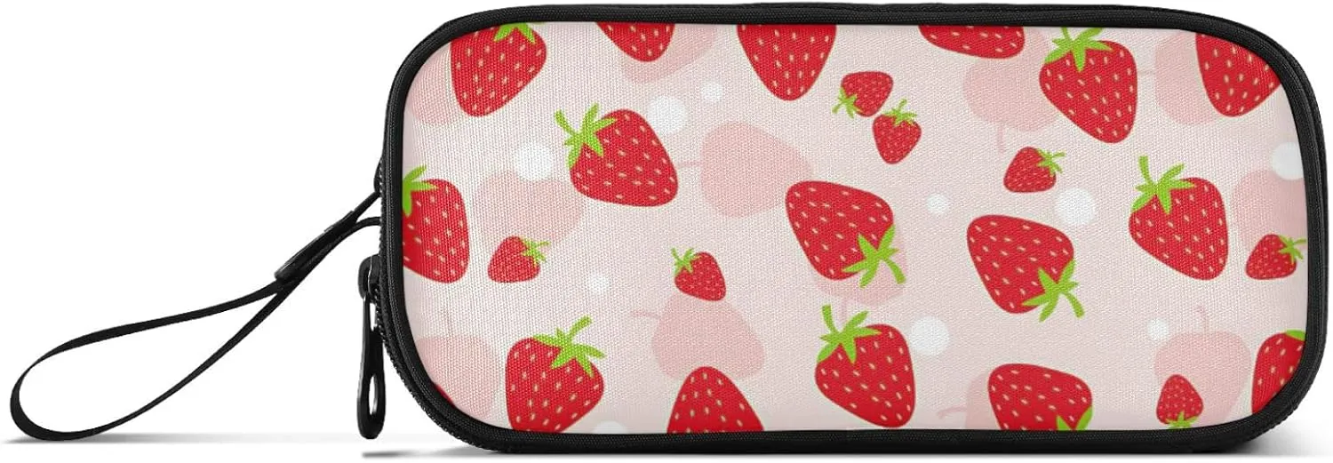 J JOYSAY Fruits Strawberry Pencil Case Large Big Capacity Pencil Bag for Girls Boys Zipper Stationery Bag Storage Pen Pouch for Adults Business Office