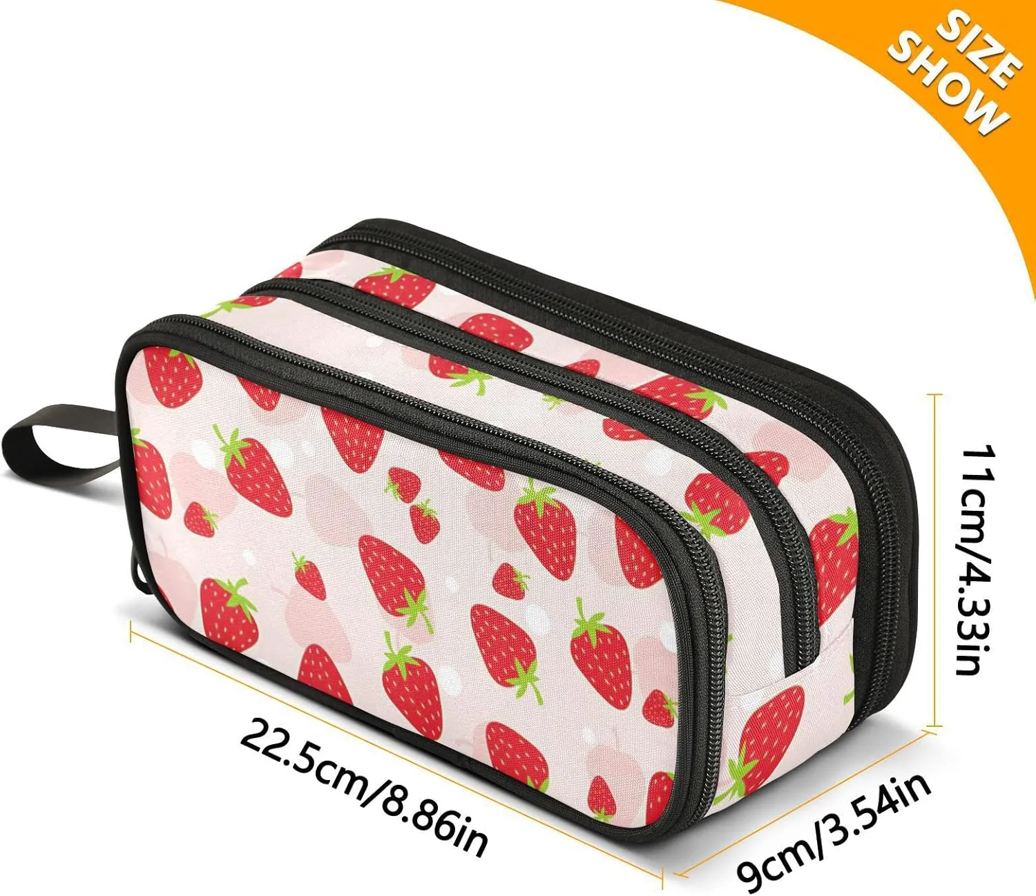 J JOYSAY Fruits Strawberry Pencil Case Large Big Capacity Pencil Bag for Girls Boys Zipper Stationery Bag Storage Pen Pouch for Adults Business Office