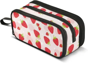 J JOYSAY Fruits Strawberry Pencil Case Large Big Capacity Pencil Bag for Girls Boys Zipper Stationery Bag Storage Pen Pouch for Adults Business Office