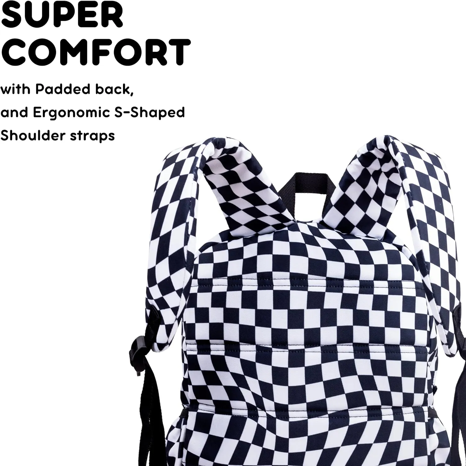 J World New York Unisex Kid's Oz School Backpack for Girls Boys. Cute Bookbag, Wavy Checkers, One Size