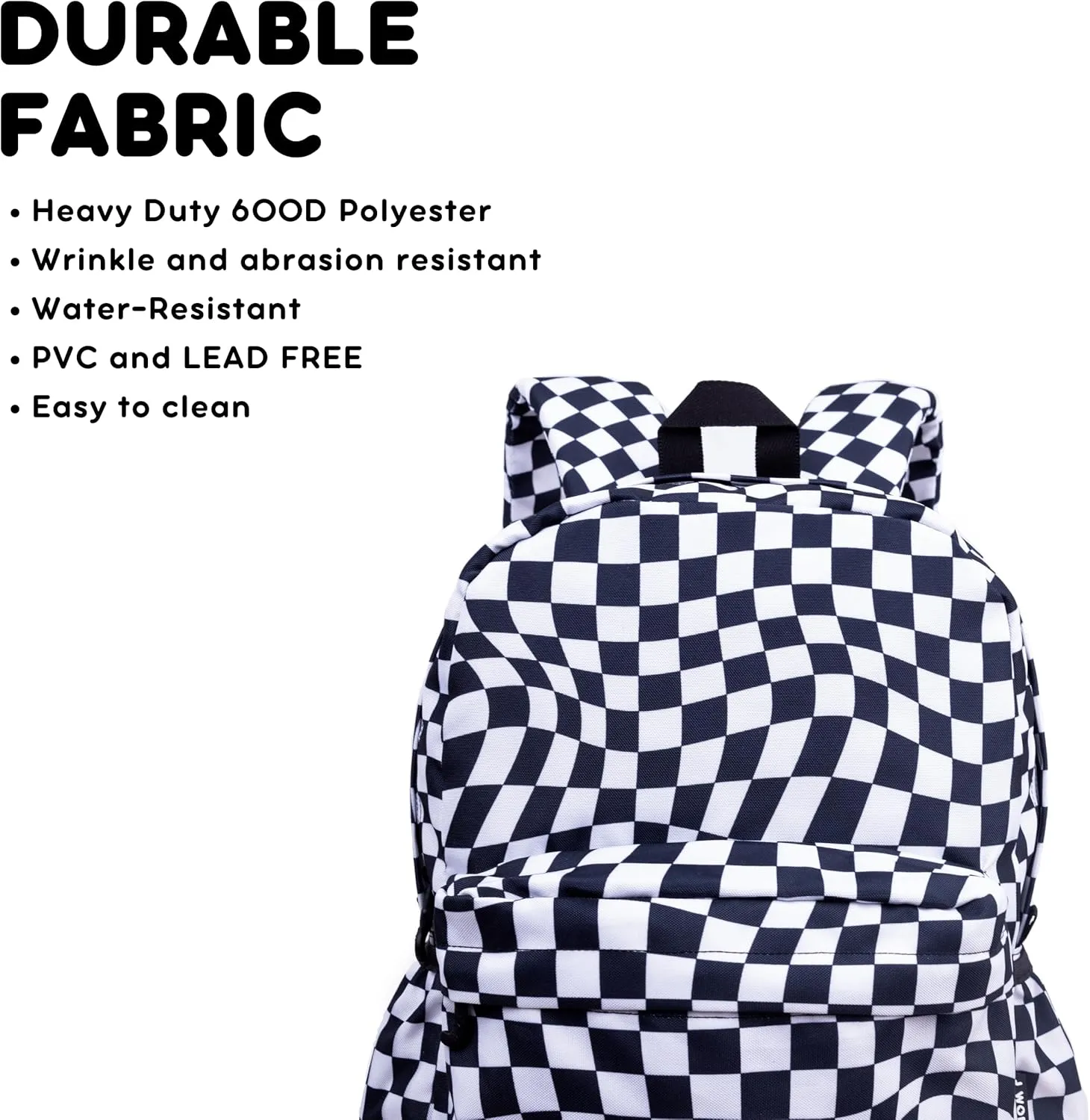 J World New York Unisex Kid's Oz School Backpack for Girls Boys. Cute Bookbag, Wavy Checkers, One Size