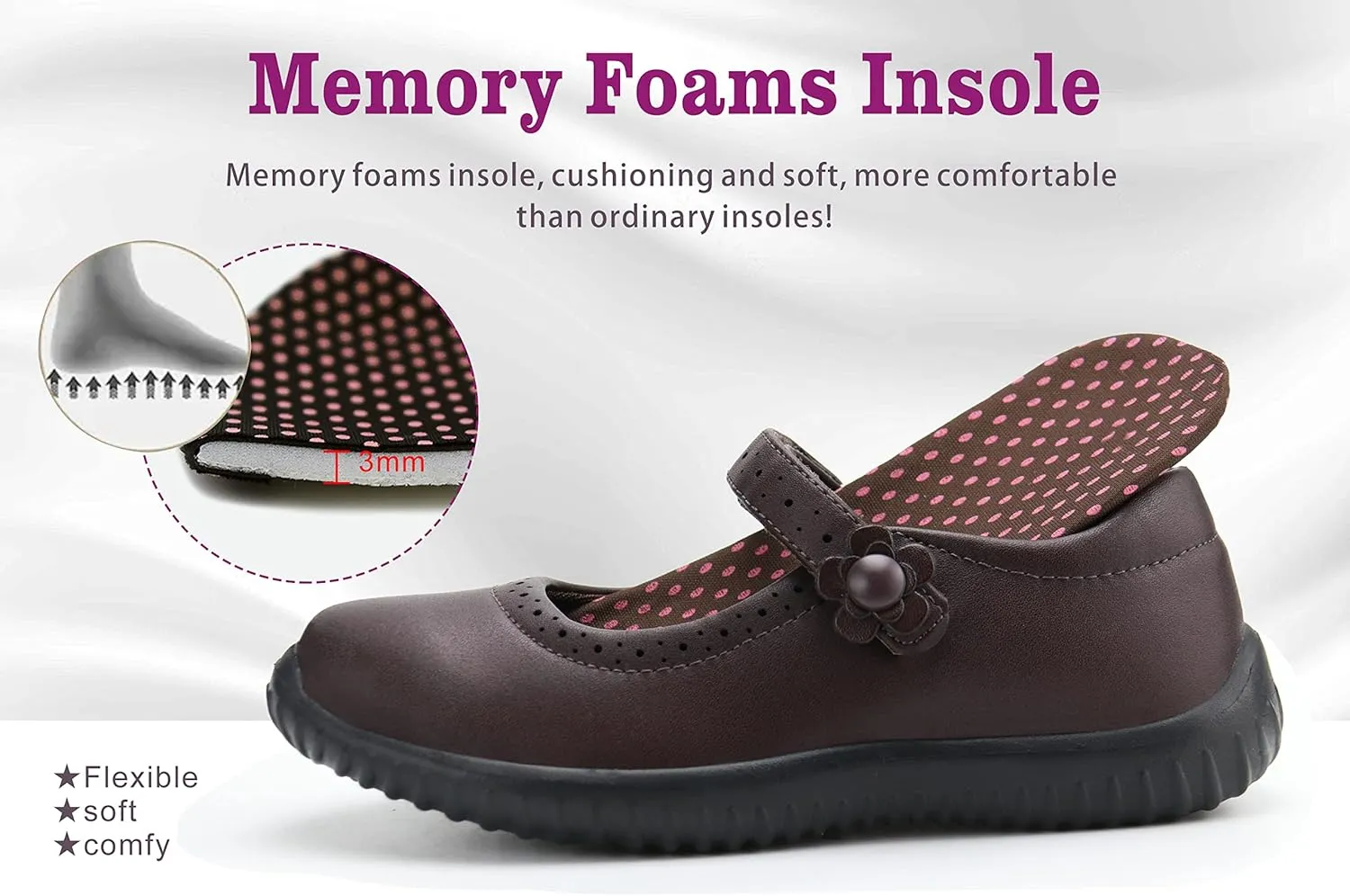 JABASIC Girl's Mary Jane School Uniform Shoes