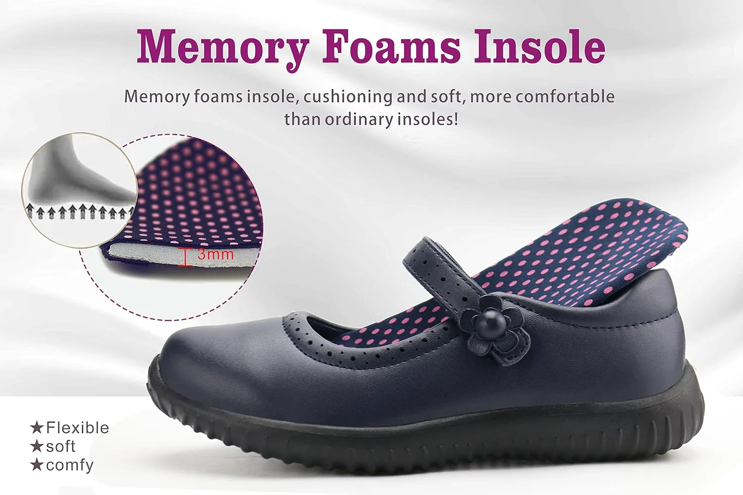 JABASIC Girl's Mary Jane School Uniform Shoes