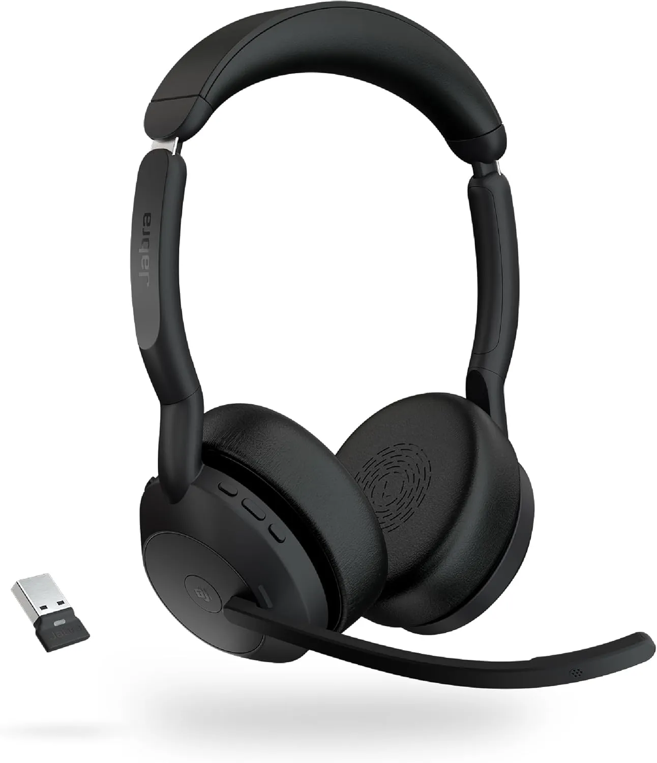 Jabra Evolve2 55 Stereo Wireless Headset - Features AirComfort Technology, Noise-Cancelling Mics & Active Noise Cancellation - MS Teams Certified, Works with Other Platforms - Black