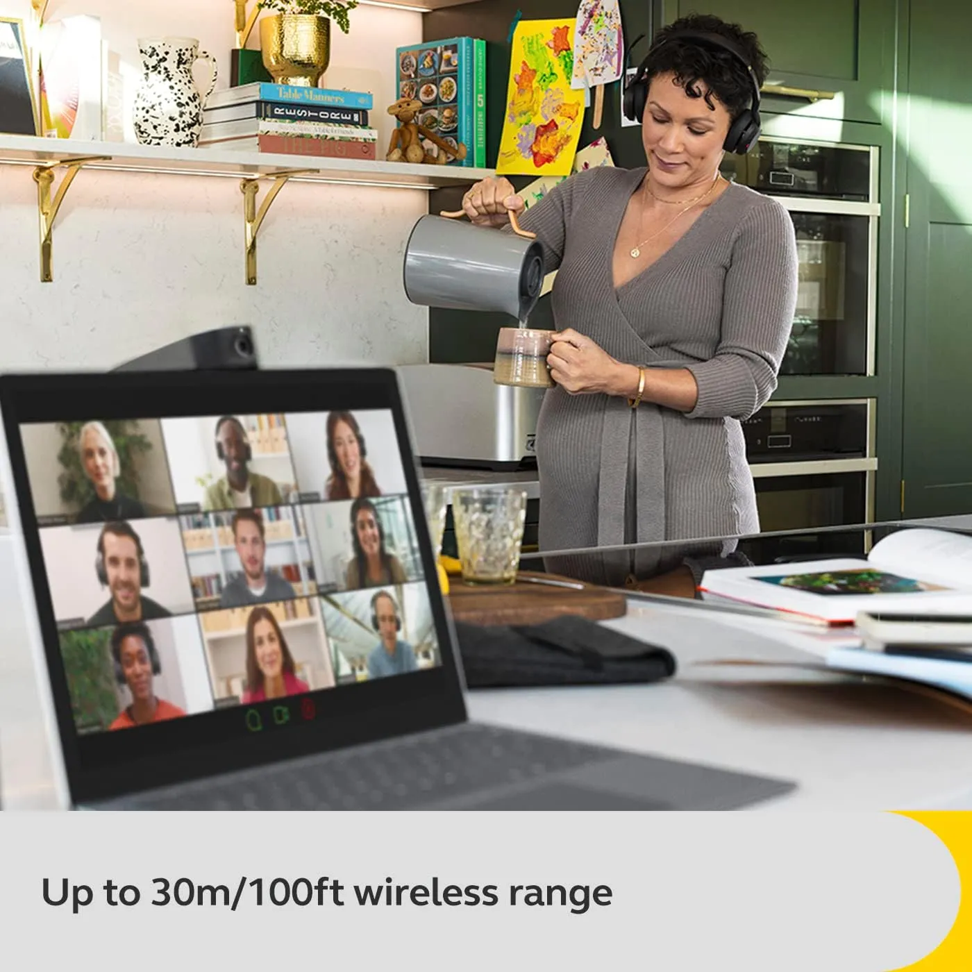 Jabra Evolve2 55 Stereo Wireless Headset - Features AirComfort Technology, Noise-Cancelling Mics & Active Noise Cancellation - MS Teams Certified, Works with Other Platforms - Black