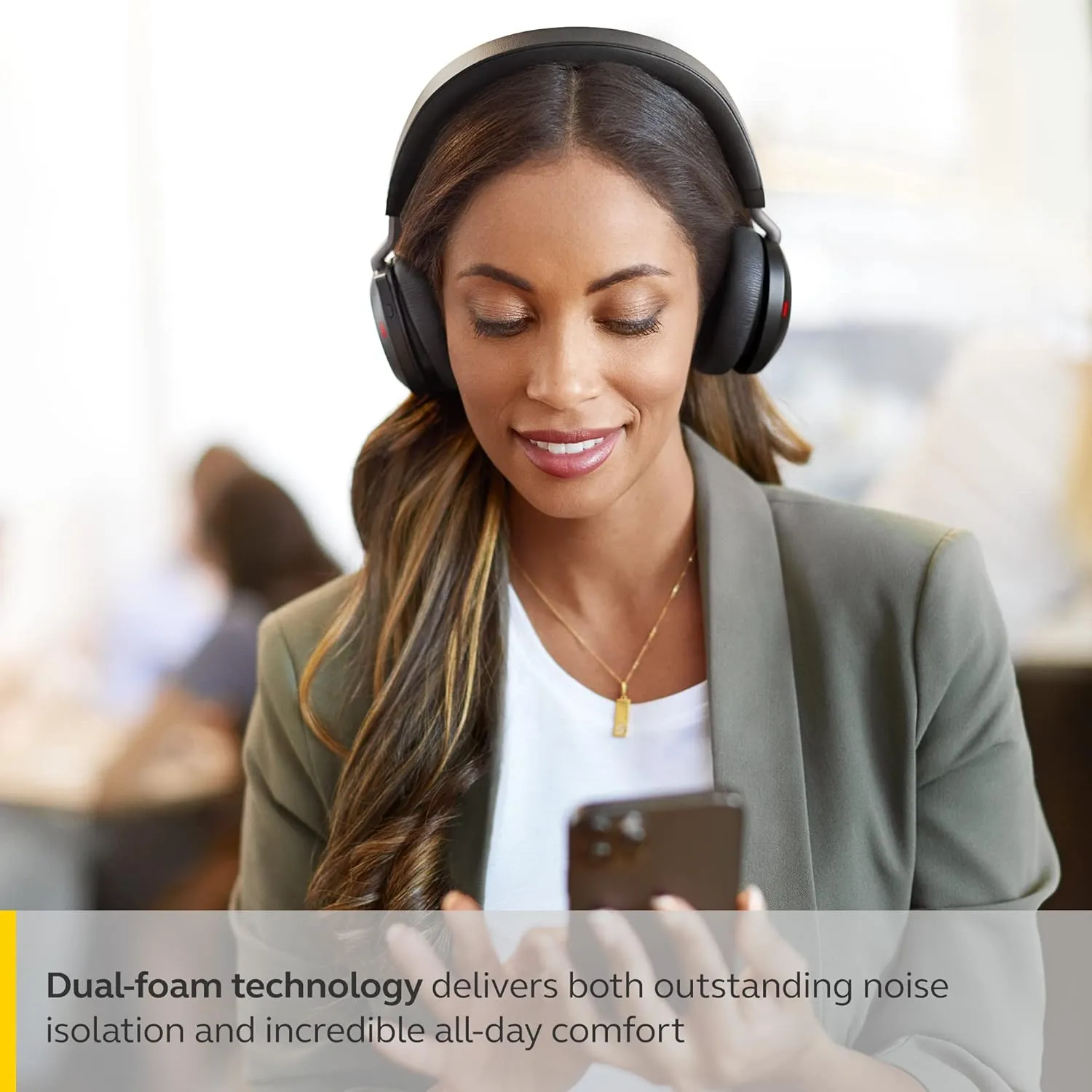 Jabra Evolve2 75 PC Wireless Headset with 8-Microphone Technology - Dual Foam Stereo Headphones with Adjustable Advanced Active Noise Cancelling, USB-C Bluetooth Adapter and UC Compatibility - Black