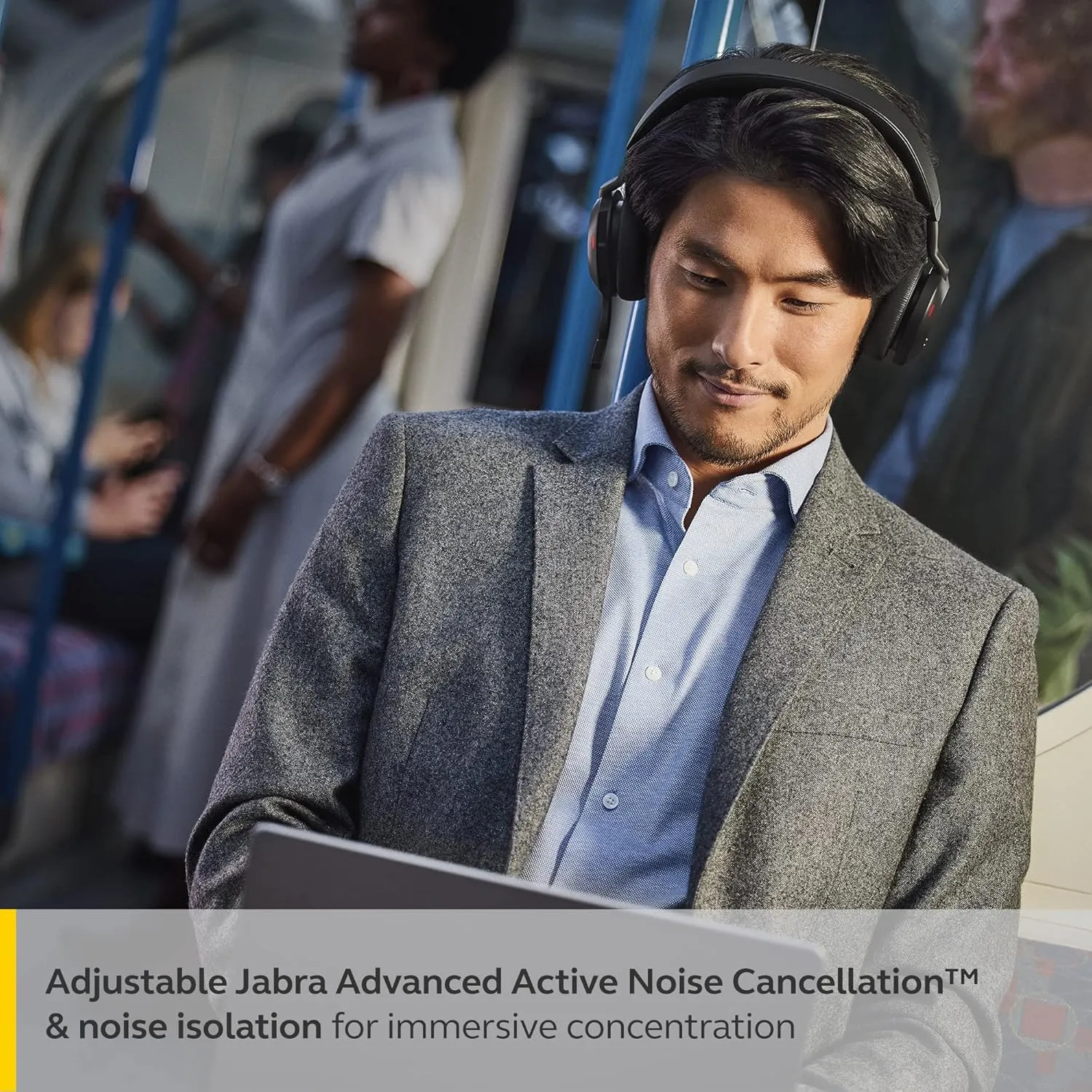 Jabra Evolve2 75 PC Wireless Headset with 8-Microphone Technology - Dual Foam Stereo Headphones with Adjustable Advanced Active Noise Cancelling, USB-C Bluetooth Adapter and UC Compatibility - Black