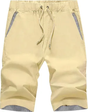 Janmid Men's Linen Casual Short Drawstring Summer Beach Shorts