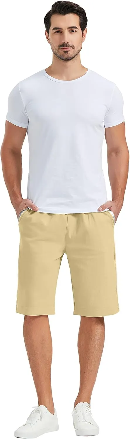 Janmid Men's Linen Casual Short Drawstring Summer Beach Shorts