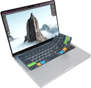 JCPal Adobe Photoshop Shortcut Guide Keyboard Cover for Apple MacBook Pro 14 inch and MacBook Pro 16 inch (M1-M4 Models) and MacBook Air 13 inch and MacBook Air 15 inch (M2-M4 Models) (US-Layout)