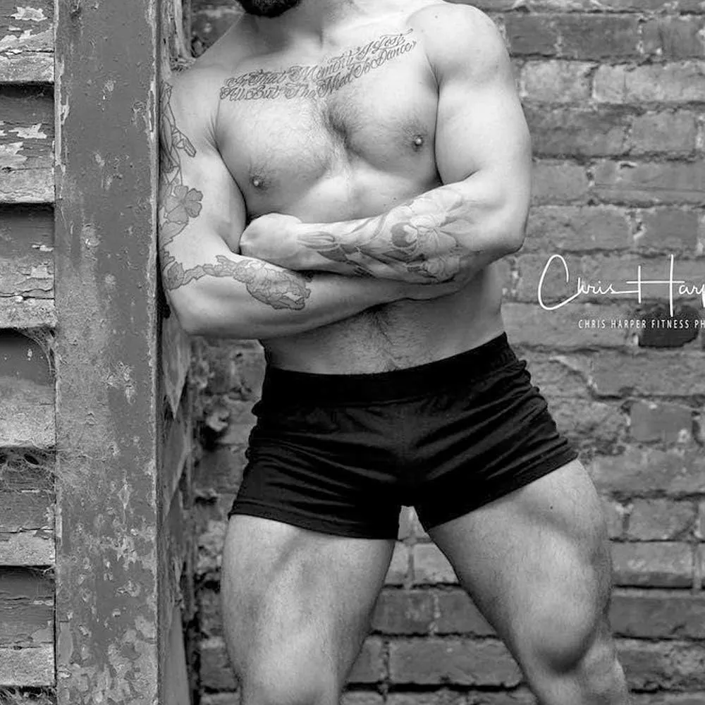 JEEING GEAR Men's Bodybuilding Gym Workout Fitness Shorts 3" Inseam inch Cotton Without Pocket