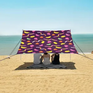 Jelly Candy Beach Canopy Tent Anti-UV & Wind Resistant, Dark Camping Sun Shelter Easy Setup Portable,Outdoor Shade Tents with Sandbags,Sand Shovels,Ground Pegs & Stability Poles
