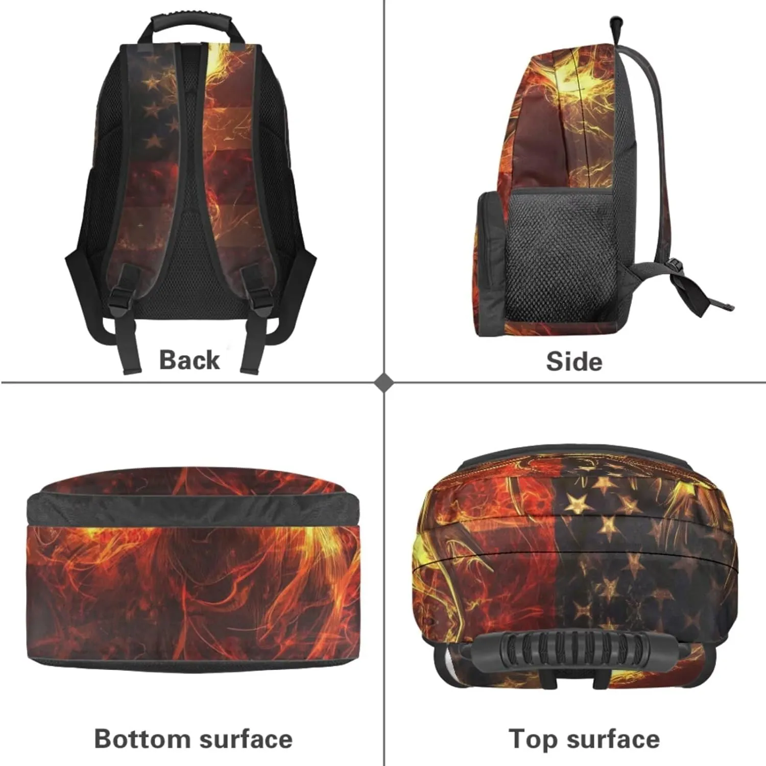 JEOCODY Deer Backpack for Girls American Flag Kids School Bag with Lunch Bag Pencil Case and Water Bottle Holder Casual Boys Daypack for Travel Hiking, Back to School Accessories
