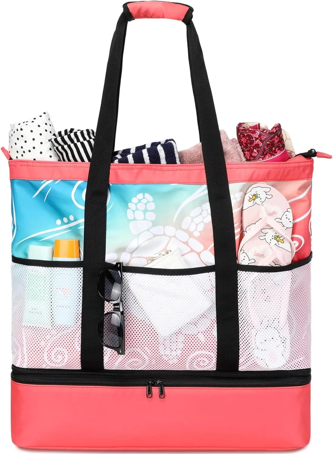 JIANYA Beach Bag Women Waterproof Sandproof Beach Tote Bags with Cooler Top Zipper Large Totes for Pool Travel Daily
