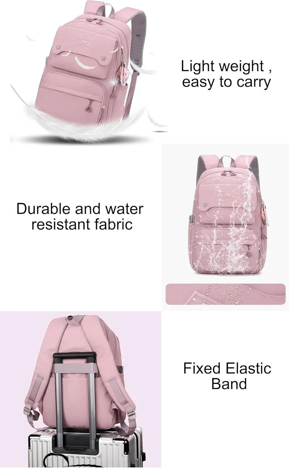 JiaYou Teen Girls Casual Backpack High Middle School Daypack Women Daily Travel Laptop Bag (1# Black, 26 Liters)