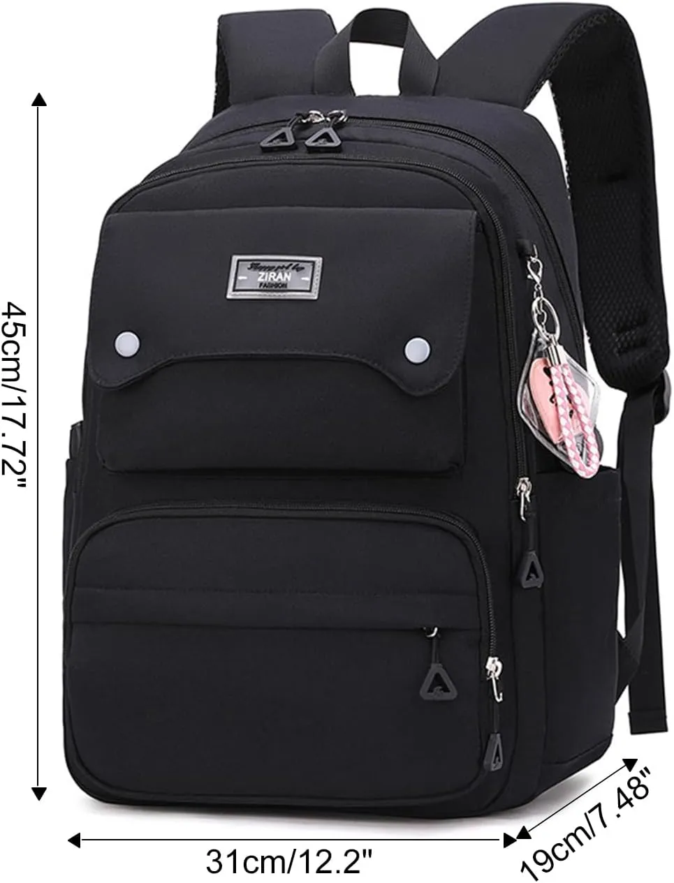 JiaYou Teen Girls Casual Backpack High Middle School Daypack Women Daily Travel Laptop Bag (1# Black, 26 Liters)