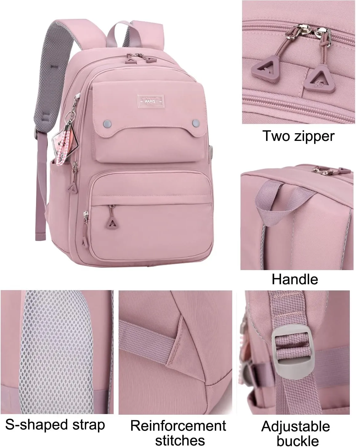 JiaYou Teen Girls Casual Backpack High Middle School Daypack Women Daily Travel Laptop Bag (1# Black, 26 Liters)