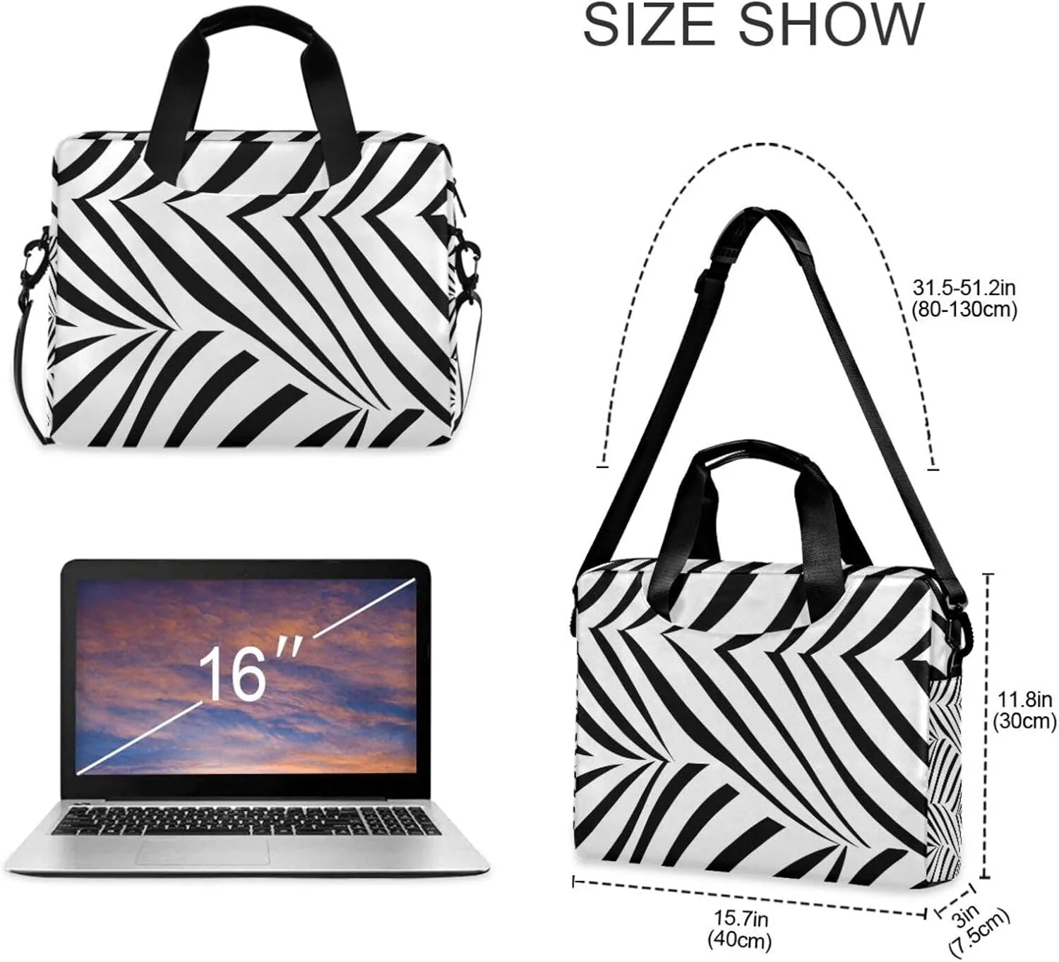 JIPONI 15.6 16 Inch Laptop Case Bag Briefcase Messenger Computer Bag