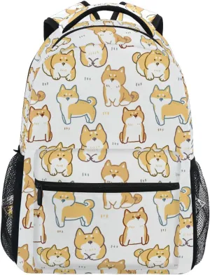 JIPONI Shiba Inu Dog Backpack For Women Men, Student School Bag Bookbag Travel Laptop Backpack Purse Daypack